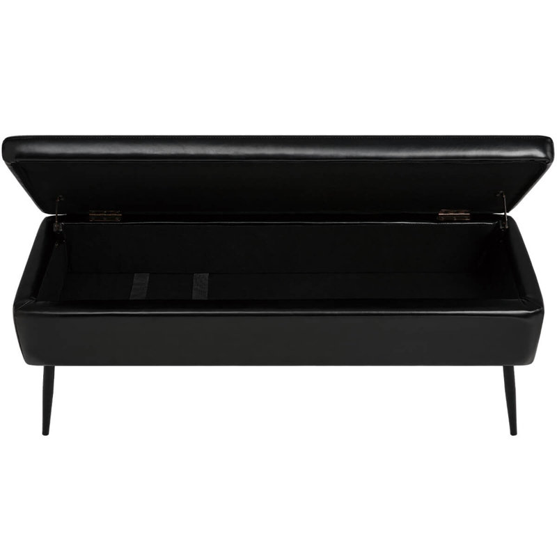 Banc de rangement en similicuir Demetrey, Noir