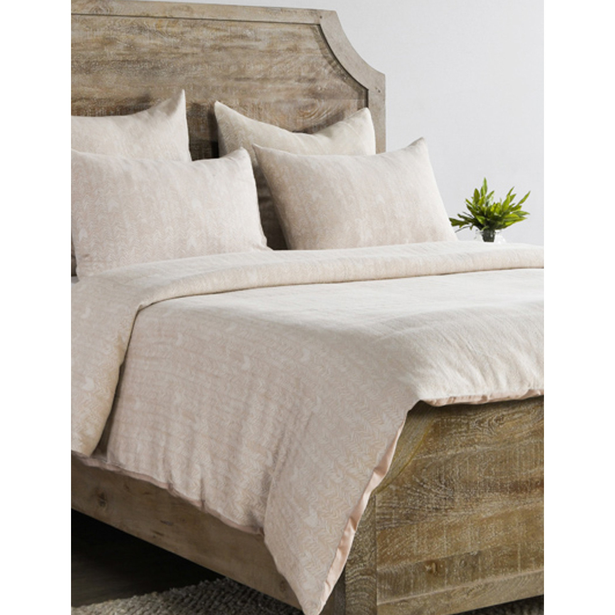 Tasmin 100% Cotton Embroidered Duvet, Queen Duvet Cover, Beige
