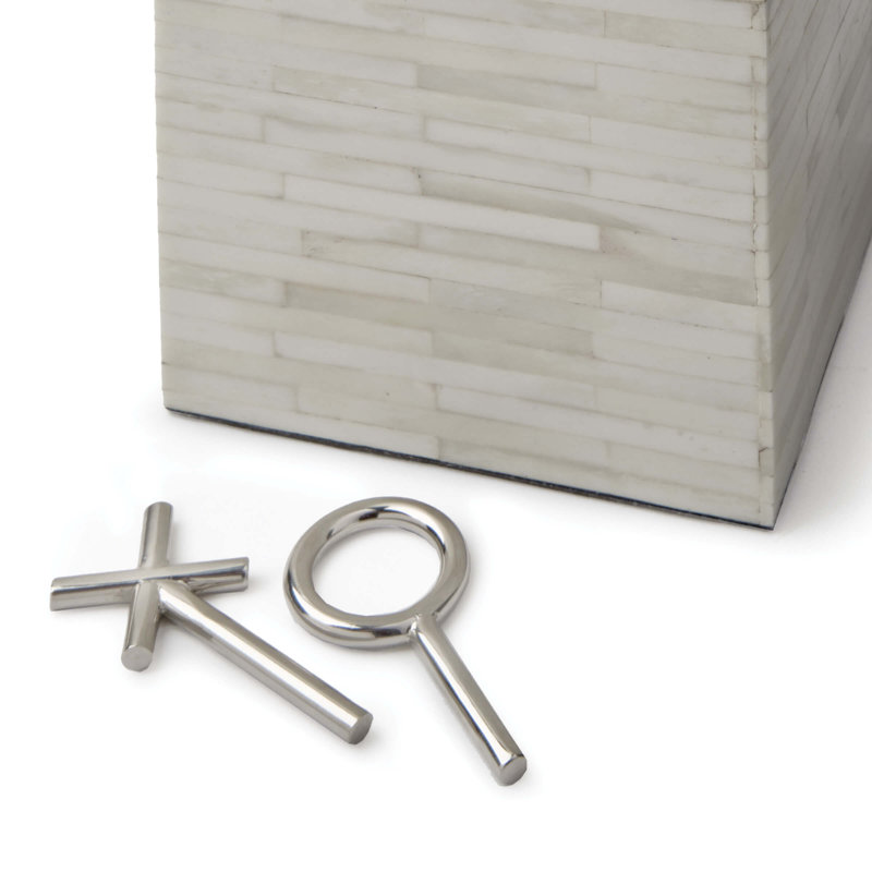 Tic Tac Toe- Tone Bone Block, White