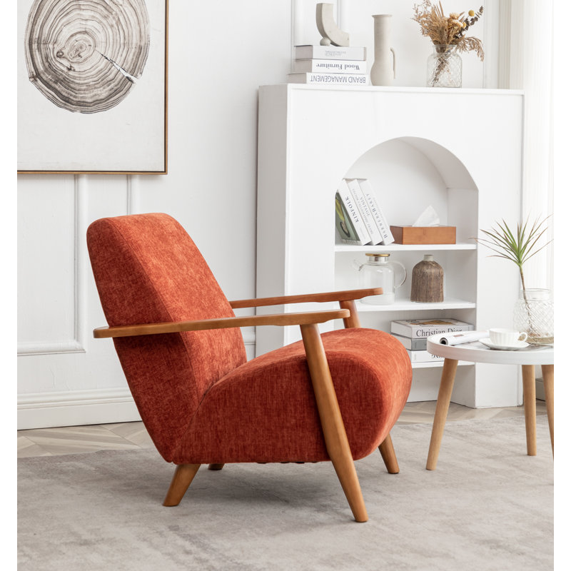 Upholstered Armchair, Orange Polyester