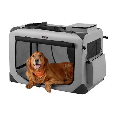 Dog Crate, S, Collapsible Pet Carrier, Portable Soft Dog Crate, Oxford Fabric, Mesh, Metal Frame, With Handle, Storage Pockets
