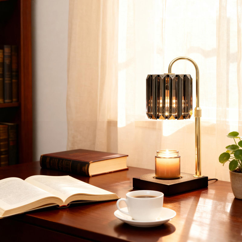 Bougie chauffe-lampe avec minuterie, bougie électrique à intensité réglable à hauteur réglable, cadeaux pour les femmes, lampe de fond en verre avec bougies modernes, noir