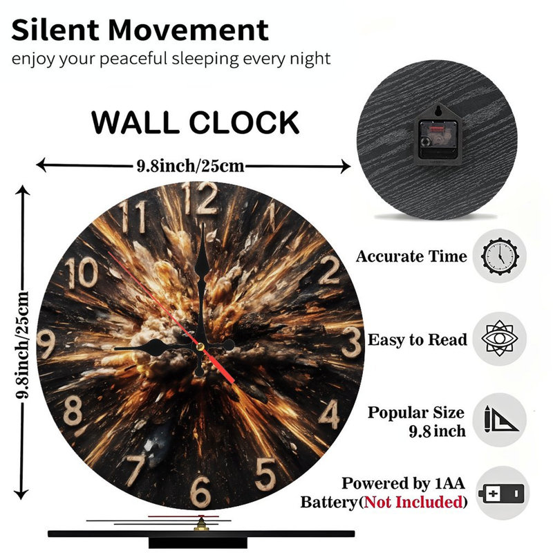 Cadran de l'horloge qui explose avec chiffres