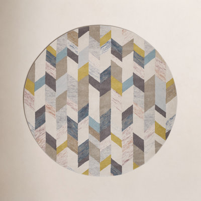 Binada Blue Gray Hand-Tufted Chevron Rug