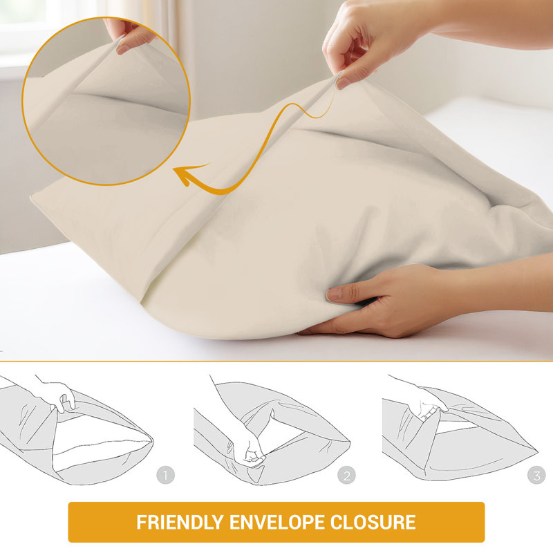 100% Cotton Flatweave Pillowcase - Set of 2, Cream