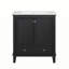 Meuble-lavabo 30 po avec lavabo, armoire multifonctionnelle avec portes et tiroir, bois massif et panneau de fibres à densité moyenne, noir
