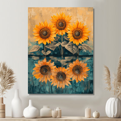 Duanne tournesols en réflexion I - tournesols, art mural