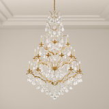 Bordeaux 25 Light 40in x 64.5in Four-Tier Chandelier in Etruscan Gold with Clear Heritage Handcut Crystals