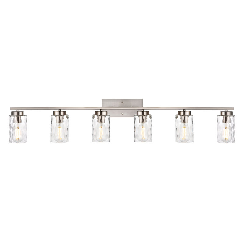 Eddystone Dimmable Vanity Light, 6, Nickel, 9.6" H x 45.3" W x 6.97" D