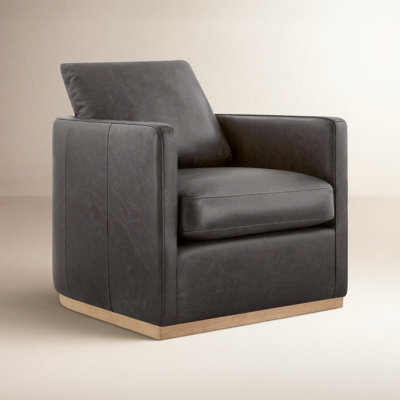 Bobbi Genuine Leather Swivel Barrel Chair