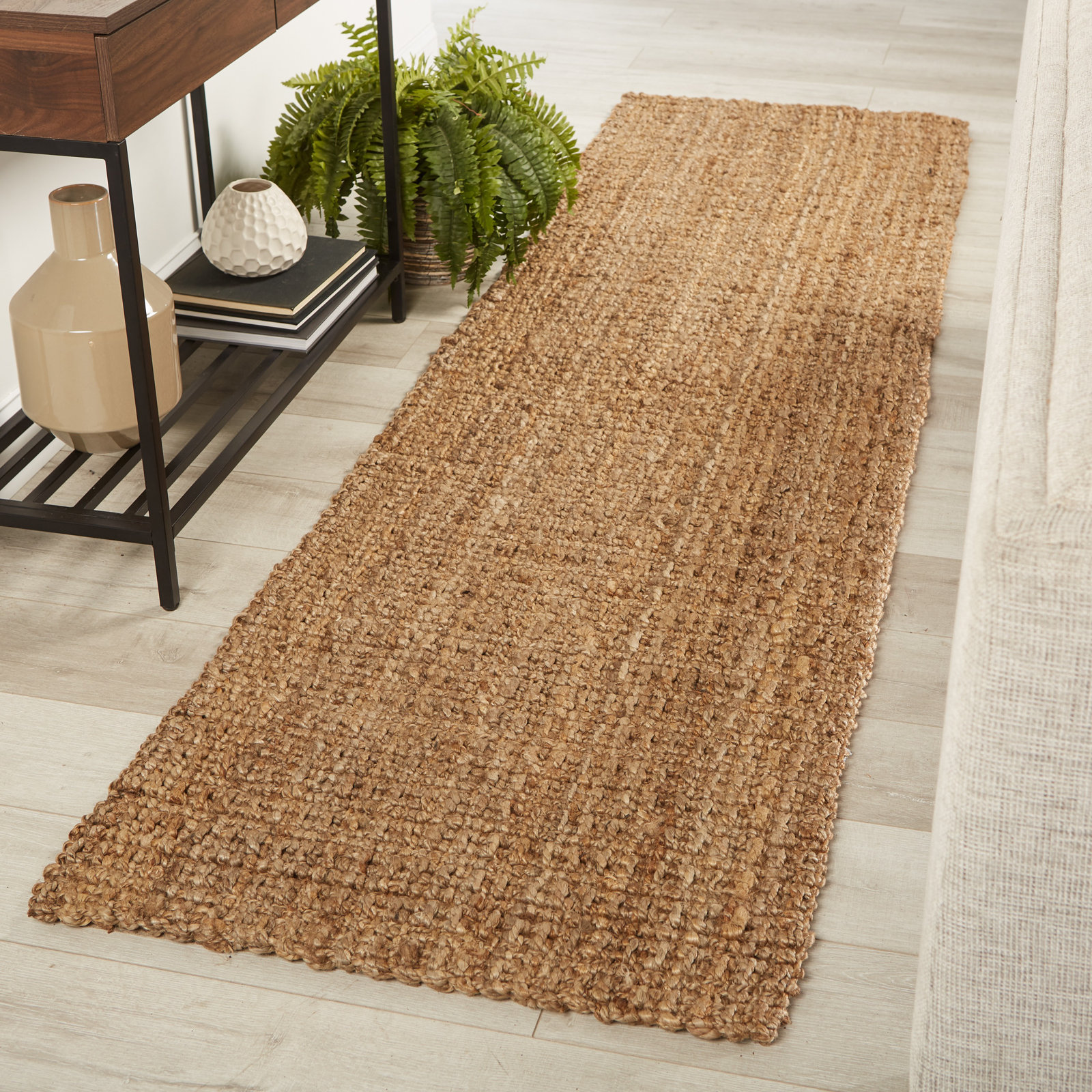 Vesper Taupe Hand-Woven Jute Rug, Runner 2'6" x 9'