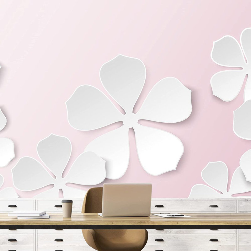 Adhésif mural cerisier en fleurs, L 100 po x l 144 po