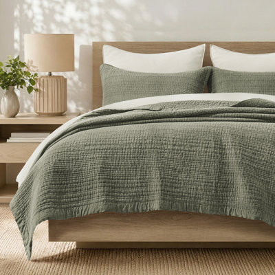 Stonewashed Textured Cotton Quilt Set
