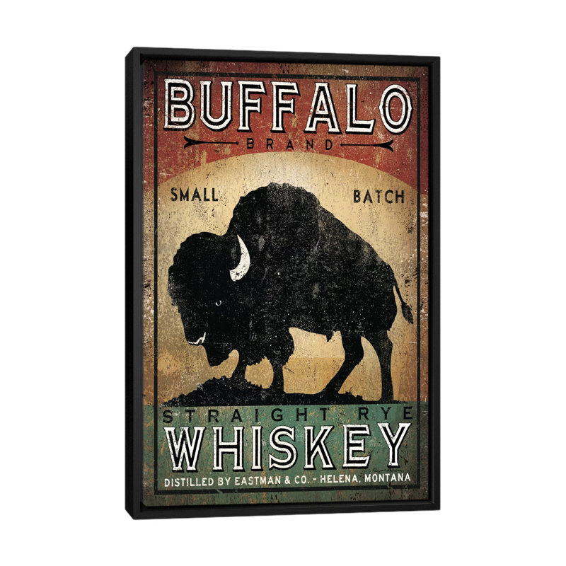 Buffalo Brand - lot de seigle droit - impression sur toile tendue, Toile encadrée noire, L 18 po x H 26 po, Blanc
