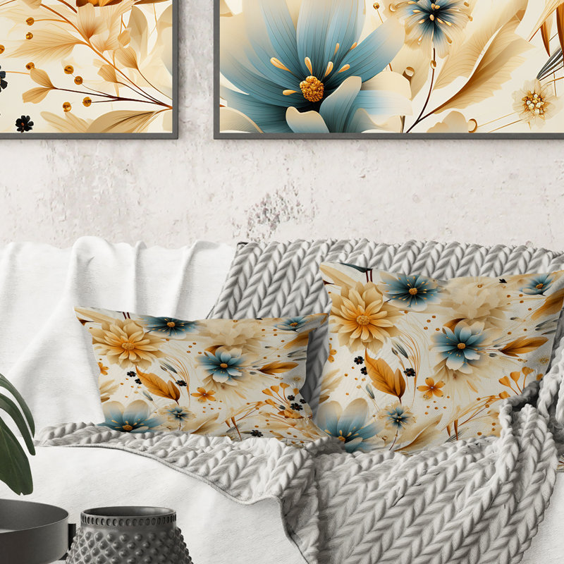 Earthy Elegance Boho Pattern - Floral Printed Throw Pillow