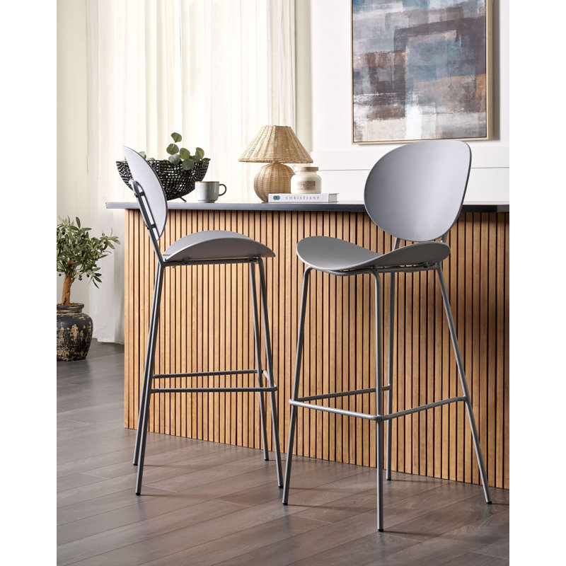 Shonto Counter Stool with Metal Frame, Grey