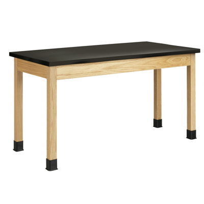 Diversified Spaces School Classroom Science Lab Table, Black Laminate Table Top Worksurface, 48" x 24" x 36", Solid Maple Wood Finish, Made in USA