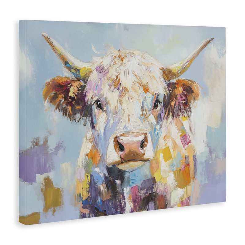 Toile de vache Highland Expressive brossée, design par Blakely Bering, H 24 po x l 30 po