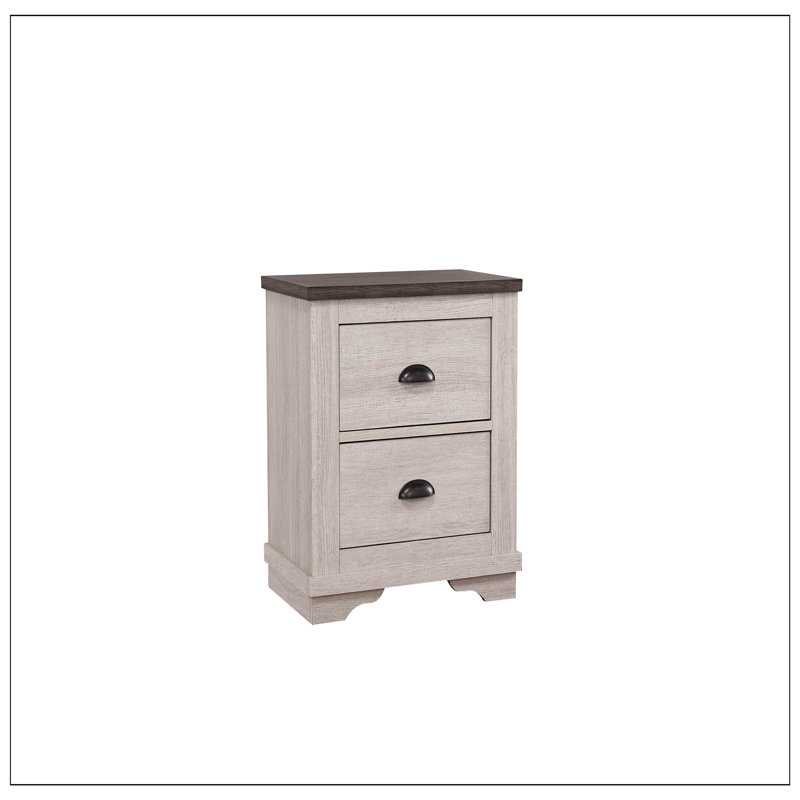 Nightstand For Bedroom, Off White/Gray