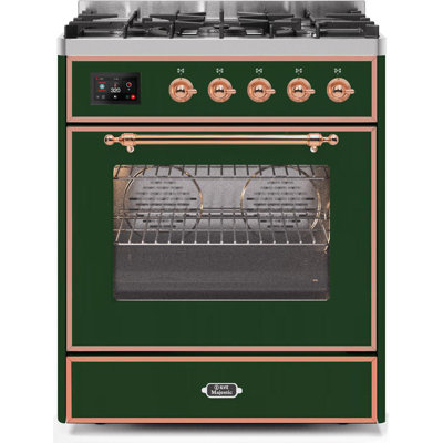 Cuisinière à double combustible 30 pouces avec 5 brûleurs scellés (porte vitrée) ILVE Majestic II Series