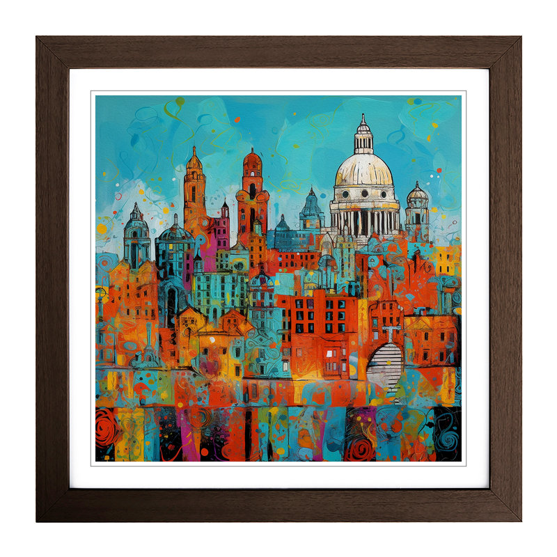 City Of Liverpool Expressionism - Framed Print, Walnut