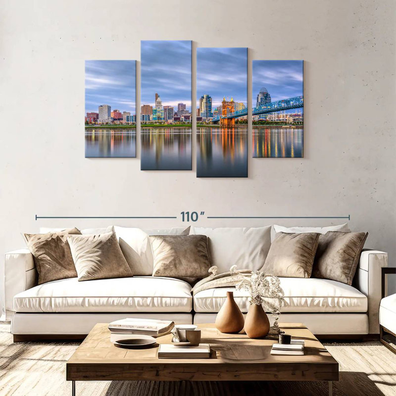 Horizon de la rivière Nicci Cincinnati, H 48 po x l 75 po