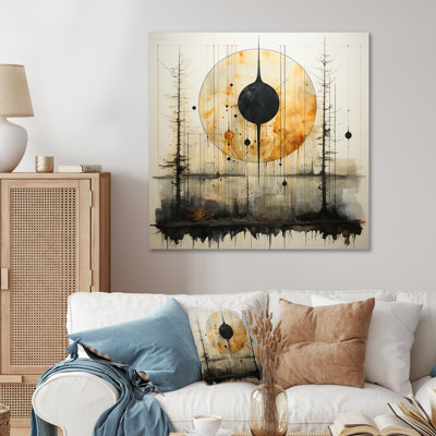 Full Moon Revelations Vintage Illustration - Abstract Landscape, Art mural