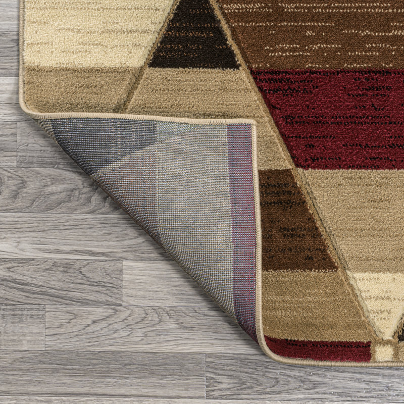Tapis rouge / brun / crème Kehoe, Rectangle 7 pi 10 po x 10 pi 2 po