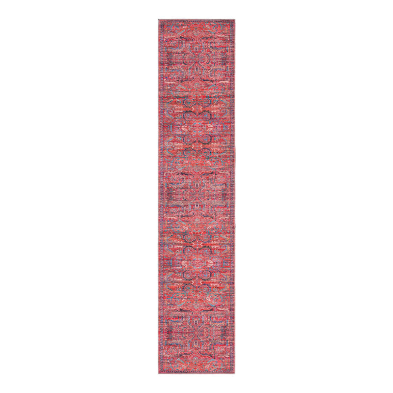 Tapis rouge / bleu Haglund, Tapis de couloir 2 pi 7 po x 13 pi 1 po