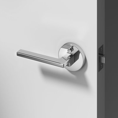 Levier de porte d'intimité avec bouton-poussoir et rosette ronde Dune