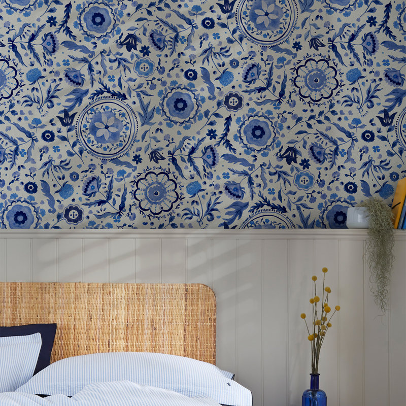 Joules Floral Wallpaper Double Roll, Blue
