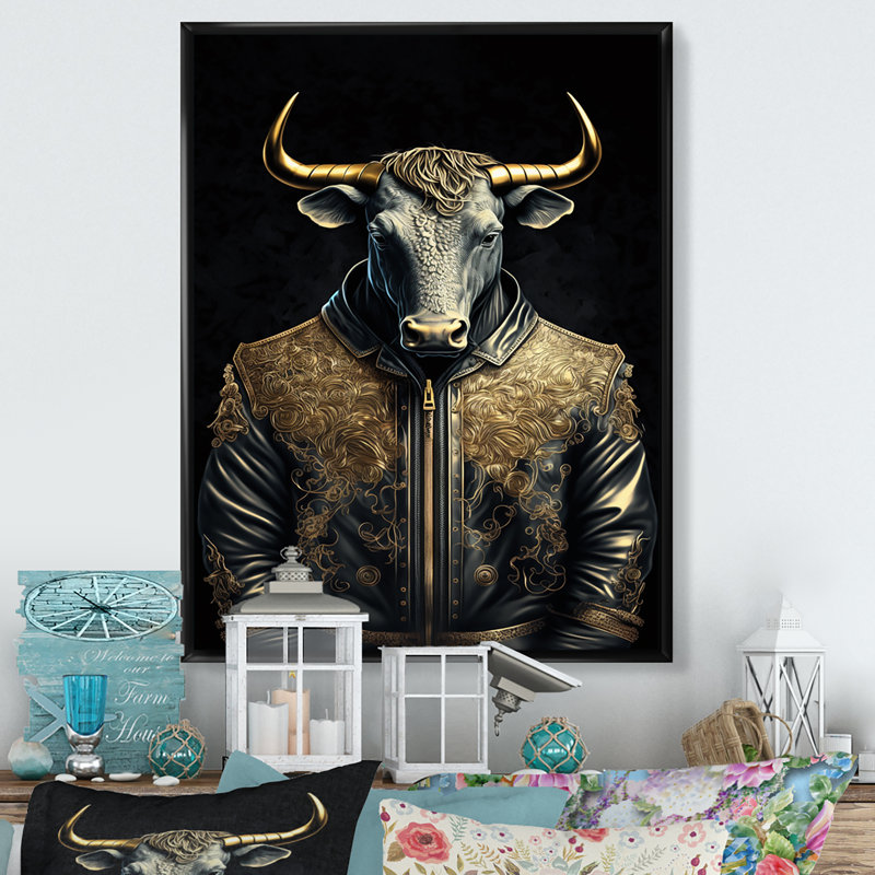 «Karlesha Bull With A Stylish Designeather», reproduction sur toile, H 32 po x l 16 po x P 1 po