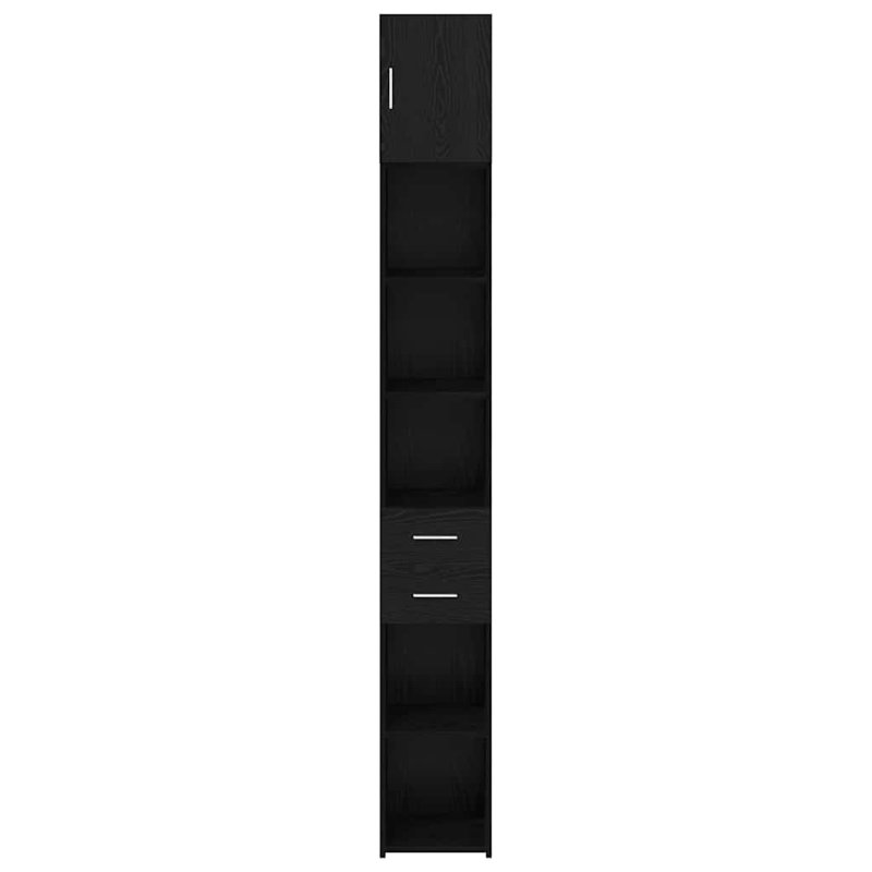 Slim Storage Cabinet 30X42.5X225 Cm Engineered Wood, Black Oak