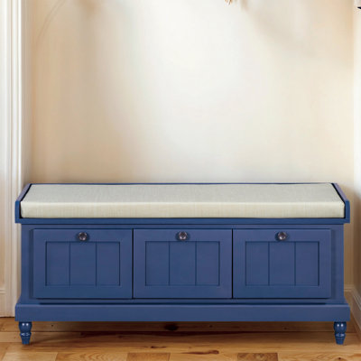 Lift-Top Storage Bench With Cushion and 3 Drawers