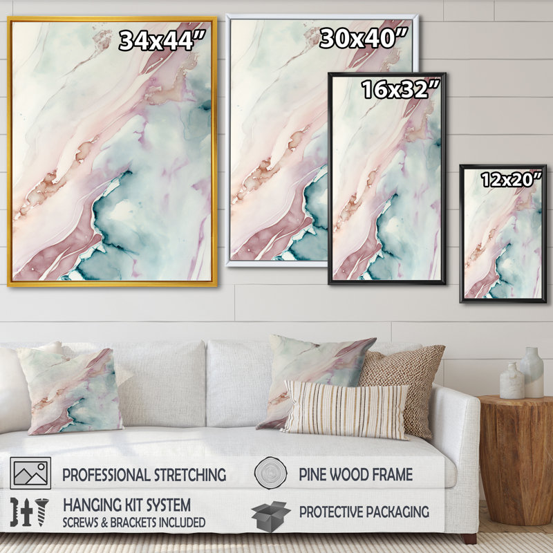 " Sudden Solitude in Elevated Blush V " Color Photography Print, 16" W x 32" H, Gold Floater Framed Canvas