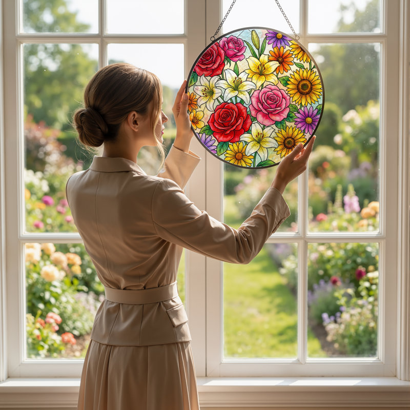 Panneau de vitrail de jardin 12 "H 12", H 12 po x l 12 po