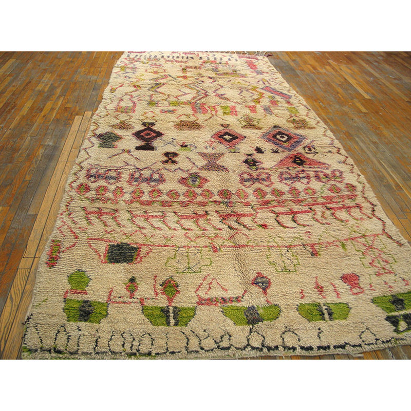Tapis tribal rétro ivoire Beni Ourain