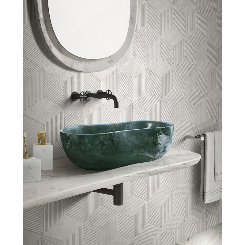 Bathroom Vessel Sink With Pre-Drilled Drain Hole, Green