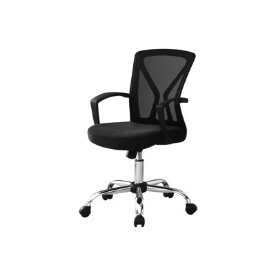 Fauteuil de bureau ergonomique en filet noir avec pivot à 360 degrés, hauteur réglable et siège rembourré profond pour travailler