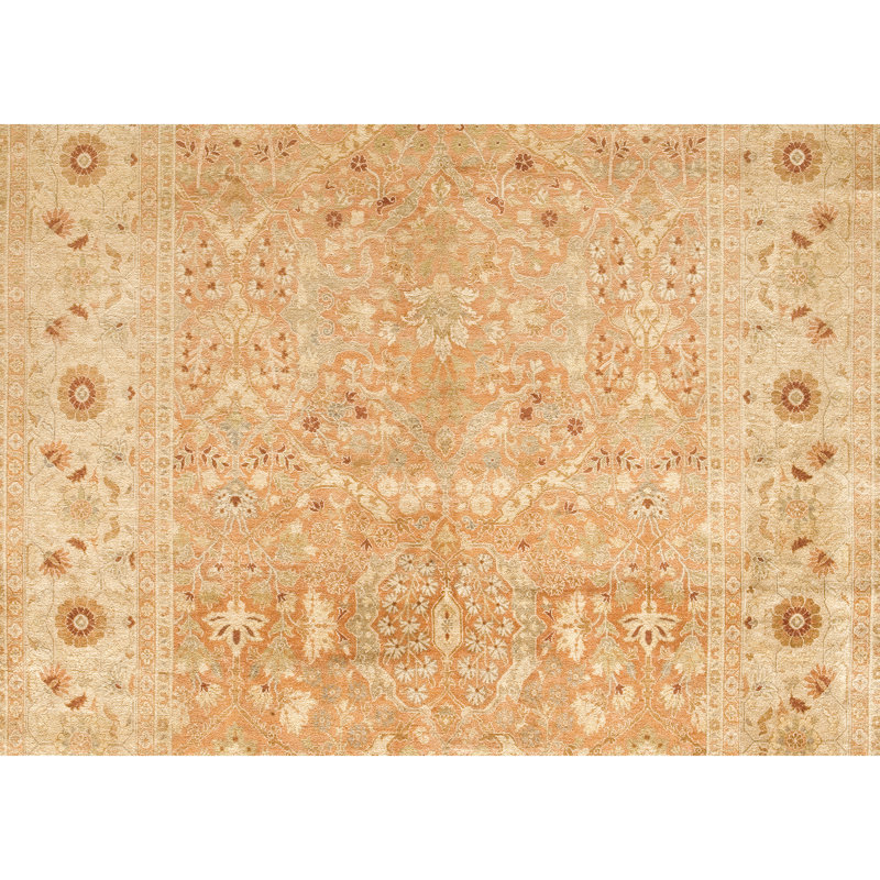 Wool Oriental Area Rug in Bronze/Ivory, Rectangle 6' x 9'