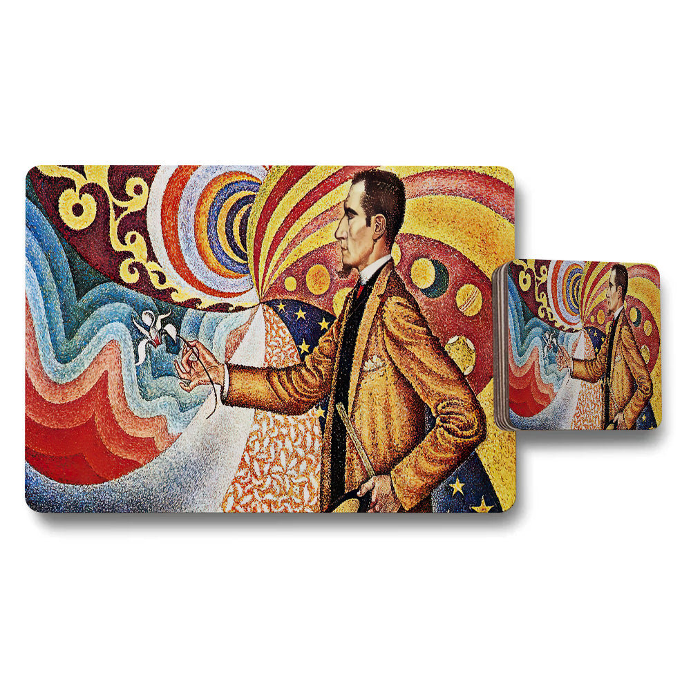 Colorful Abstract Art Placemat And Coaster Set For Dining Table Decor