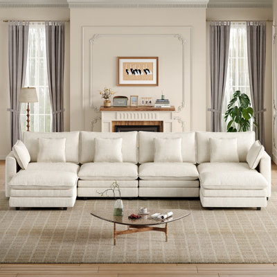 Corvia 153.5" Modular Sectional Sofa,Oversized U Shaped Couches with Ottomans&Chic Armrest for Living Room