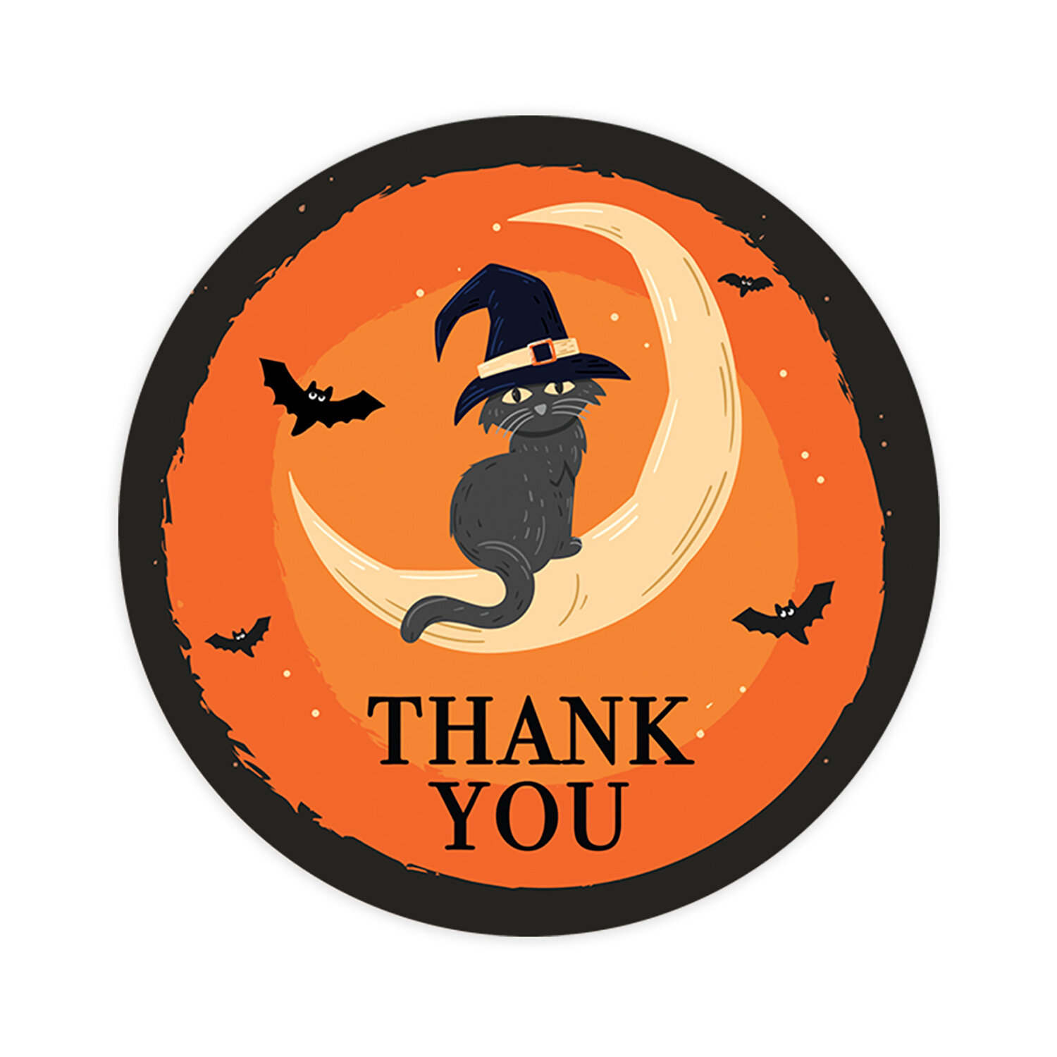 Thank You Cat on Crescent Moon Happy Halloween Stickers (Set of 120) The Holiday Aisle