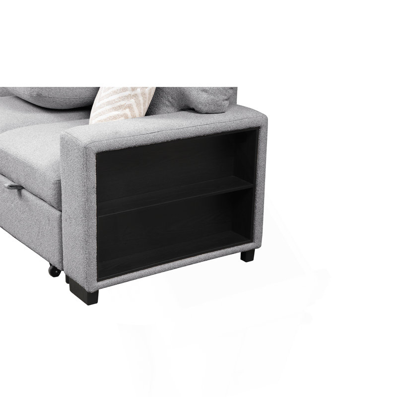 Canapé modulaire de style moderne Pinto en bois et velours gris