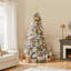 Pre-lit Snow Flocked Christmas Tree with Multicolored LED Lights of 9 Light Modes-1446798026