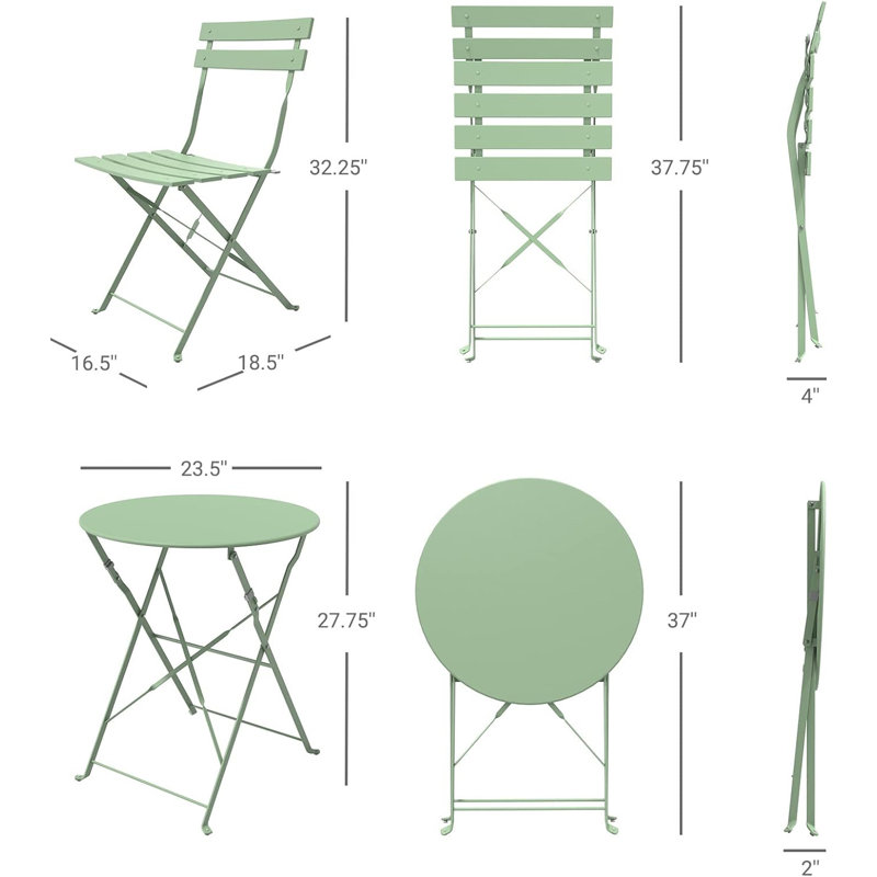 Olilawn Halloween Outdoor Set, 3-piece Folding Outdoor Patio Furniture Set, Teal