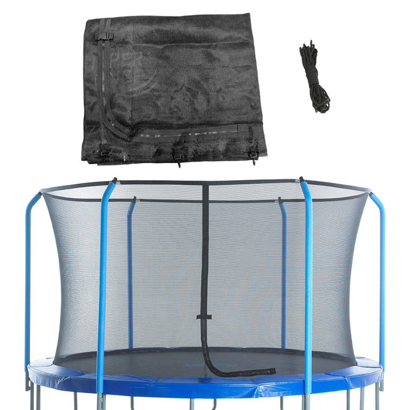 Machrus Upper Bounce Trampoline Safety Net for 12 ft Round Trampolines using 6 Curved Poles