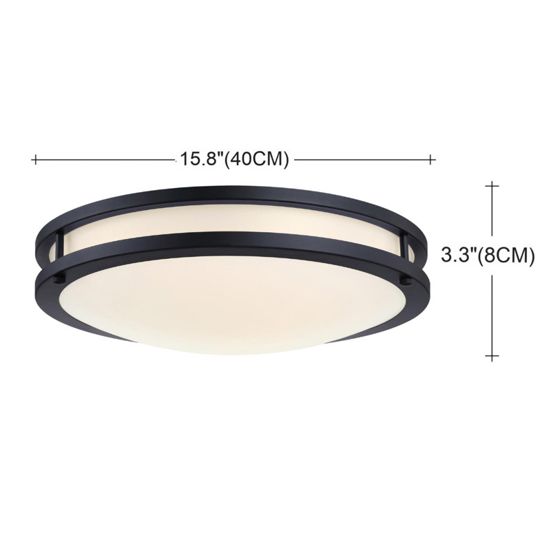 Hanz Selectable LED 2700K, 3000K,3500K, 4000K, 5000K Flush Mount Ceiling Light, 3.3" H x 15.8" W x 15.8" D, Matte Black