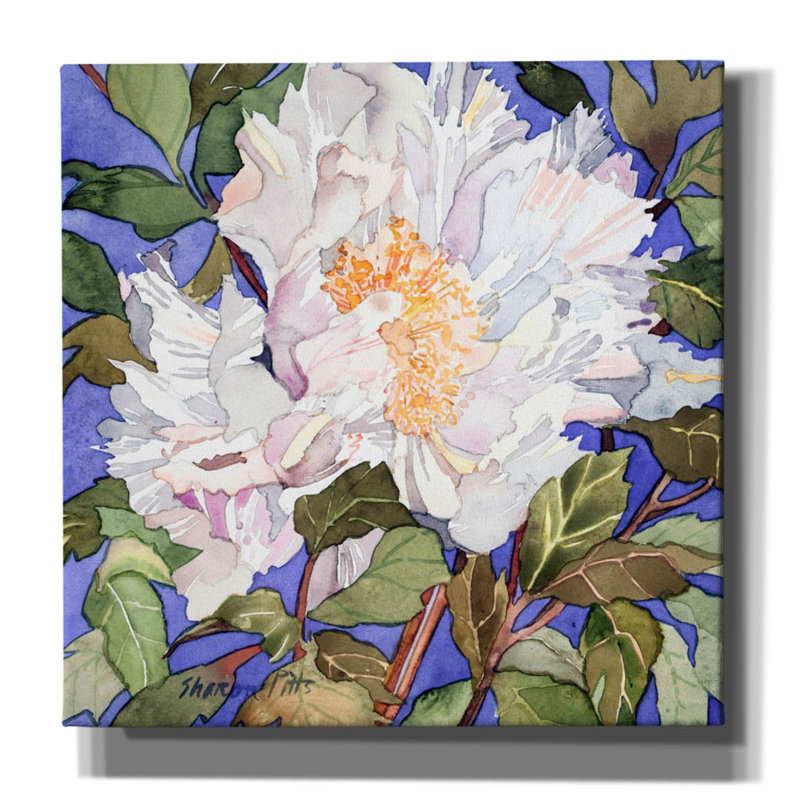 " White Peony " by Sharon Pitts, 12" H x 12" W x 0.75" D