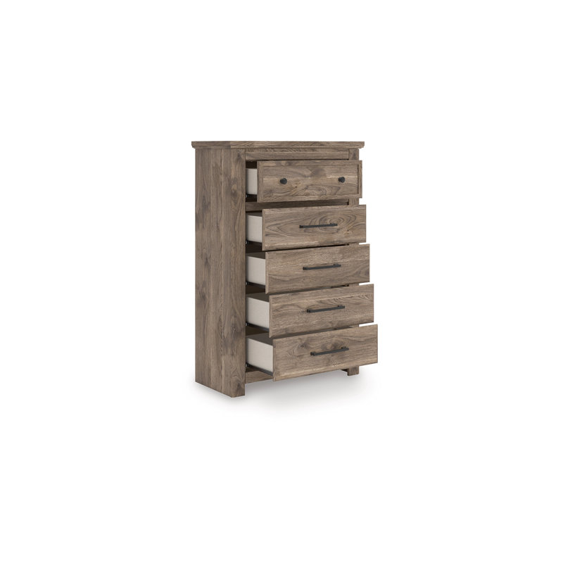 Commode 5 tiroirs avec poignées bronze foncé Cota